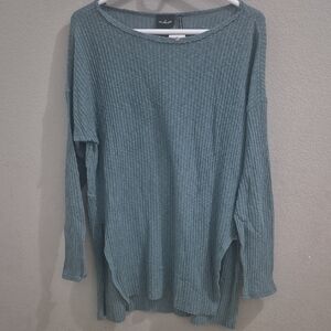 Urban Outfitters Teal Ribbed Knit Tunic Top